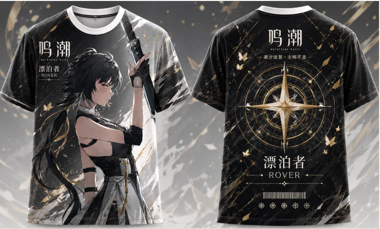 Wuthering Waves Rover 3D full print game character T-shirt Y2K style male and female role-playing costumes