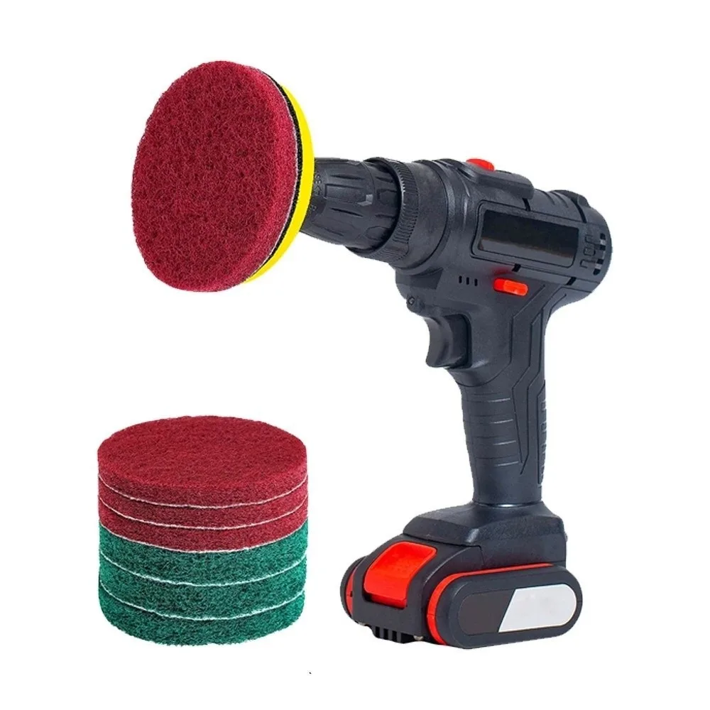 

8Pcs/Set 4 Inch Electric Drill Brush Kit Scouring Pads Detailing Tool Cleaning Polishing Pads Grout Cleaning Power Scrubber