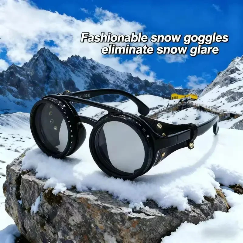 

VAKA High Quality ND9 adjustable dimming sunglasses Retro Punk round men's outdoor fishing UV400 polarized driving sunglasses