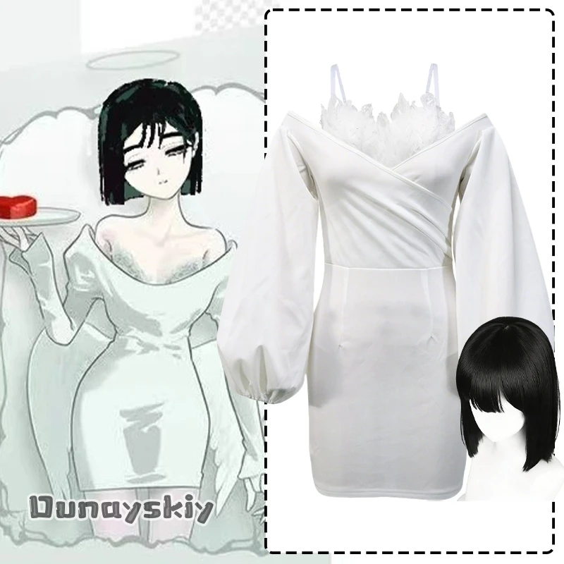 Anime ALIEN STAGE March Theme Sua Cosplay-Kostüm Sua Weißes schulterfreies Schlankheitskleid mit Flügeln-Set DIY Halloween-Verkleidung
