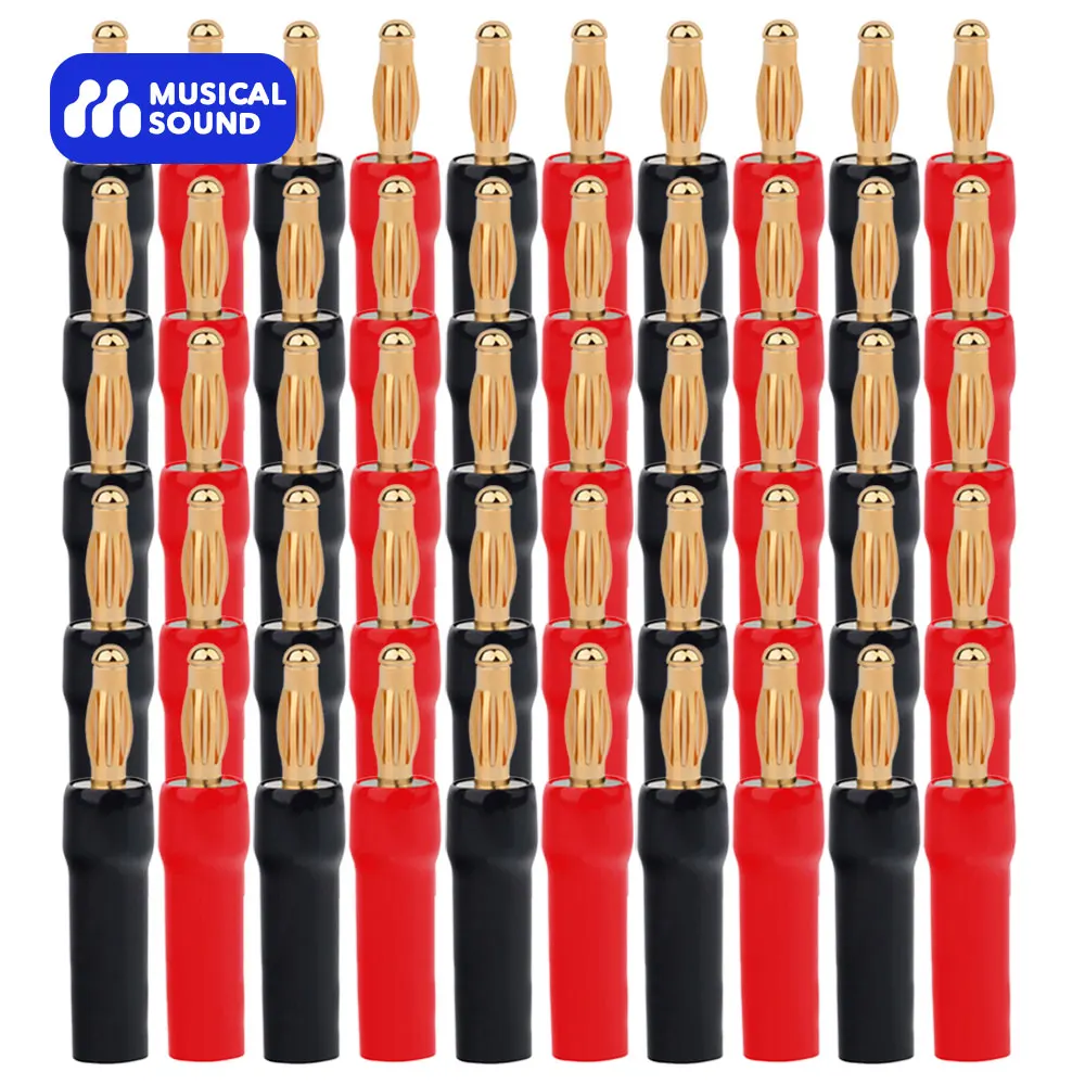 Musical Sound 2/14/24/50 PCS Banana Plug Pure Copper Gold Plated Speaker Cable Banana Connector Hifi Jack For Audio Cable