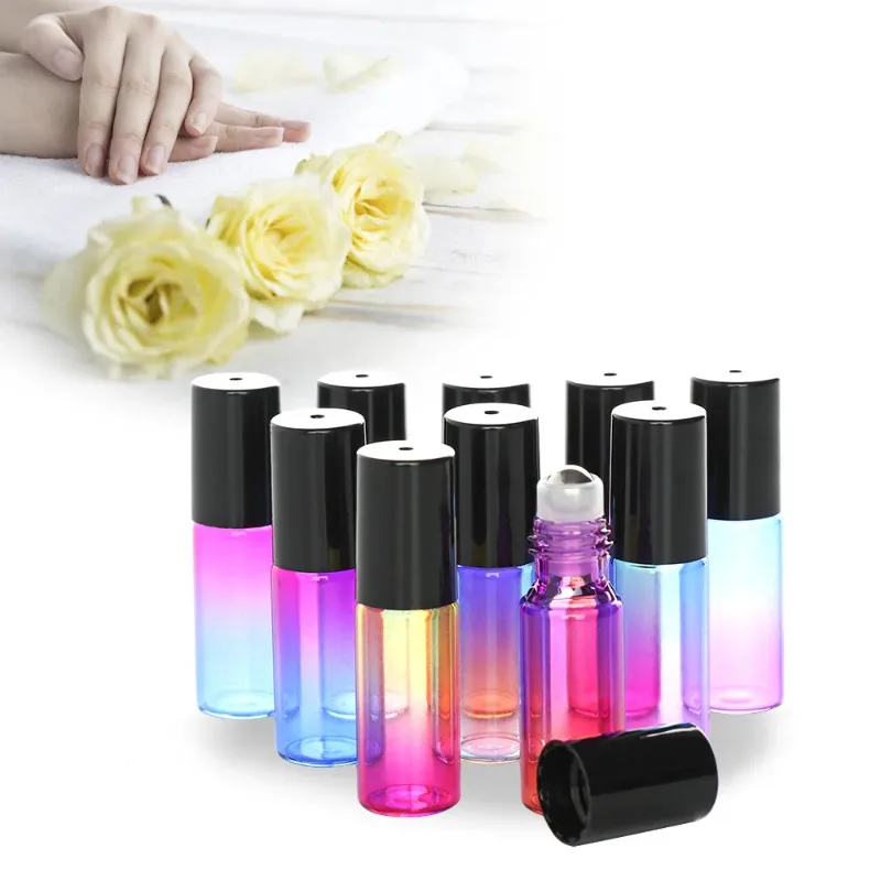30/50/100pcs 5ml Glass Roll-on Bottle with Metal Roller Ball Glass Vials for Essential Oil Colognes Perfume Travel Sample Test