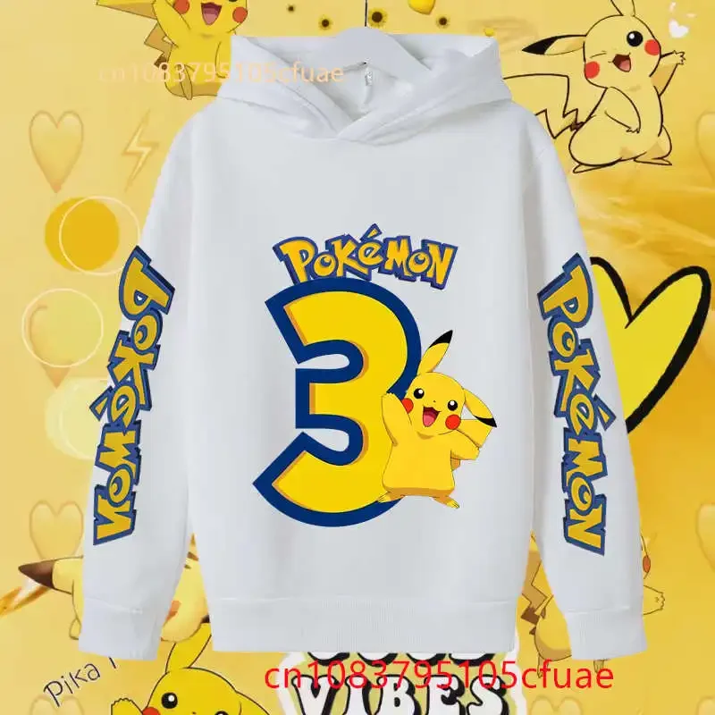 

Kawaii Pokemons Digit 1-12 Hoodie Set Kid Clothes GirlsClothing Baby Boys Autumn Pikachu Birthday Sweatshirt Children Tops+pants