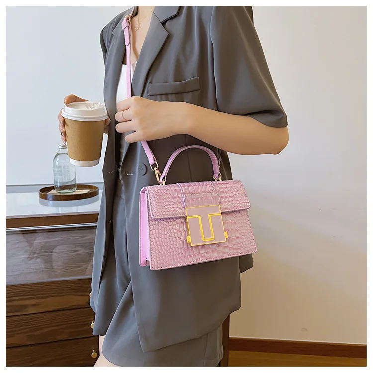 

​​Trendy 2025 Crocodile Texture Handbag - Women's Small Square Messenger Bag, Fashionable Foreign Style Shoulder Purse​​