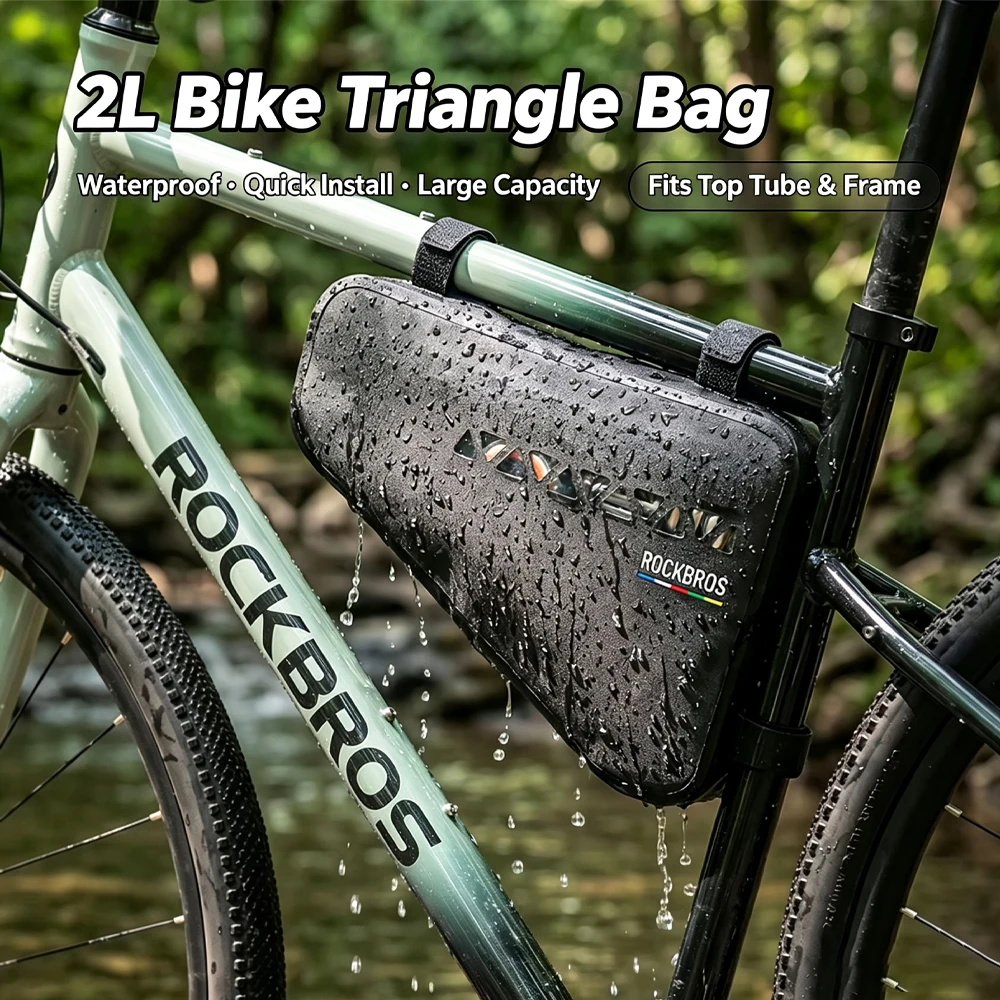 Bolsa Impermeable para Cuadro de Bicicleta de 2L, Bolsa Triangular para Tubo Superior de Bicicleta, Bolsa de Almacenamiento de Gran Capacidad para Ciclismo, Bolsa para Sillín de Bicicleta de Montaña y Carretera