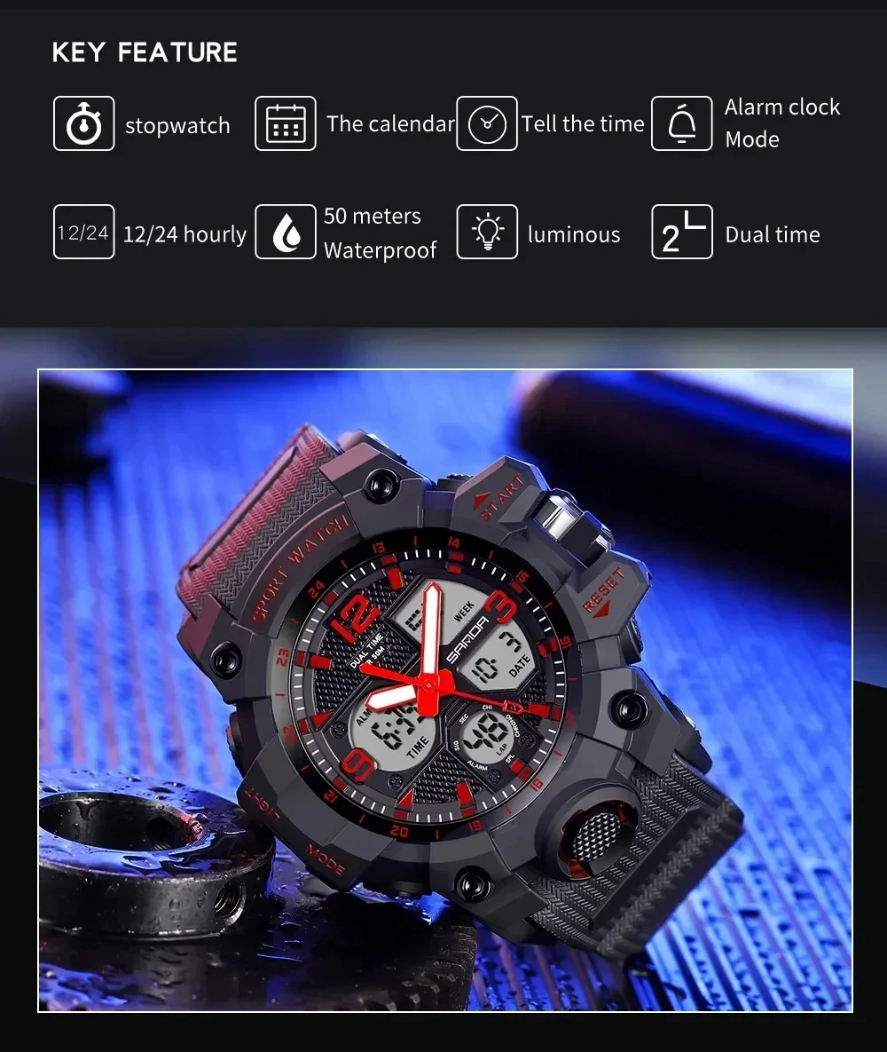 SANDA Orologio militare al quarzo Uomo Orologio da polso impermeabile per uomo Orologio shock relogios masculino Orologi sportivi da uomo delle migliori marche