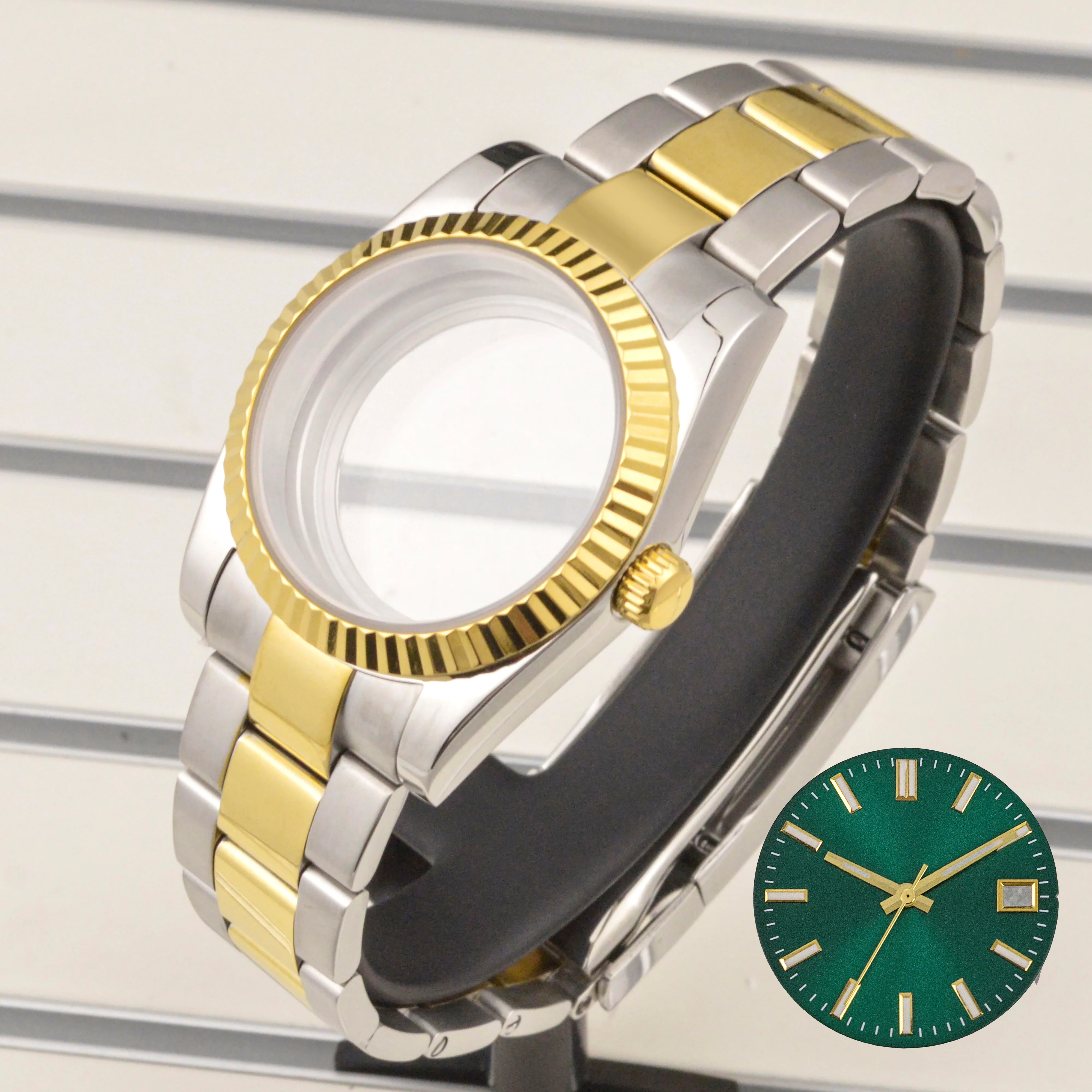 

NH35 Case Dial Hands for Datejust Watchcase Stainless Steel Sapphire Glass fit NH35 NH36 Movement Parts 20mm Oyster Strap
