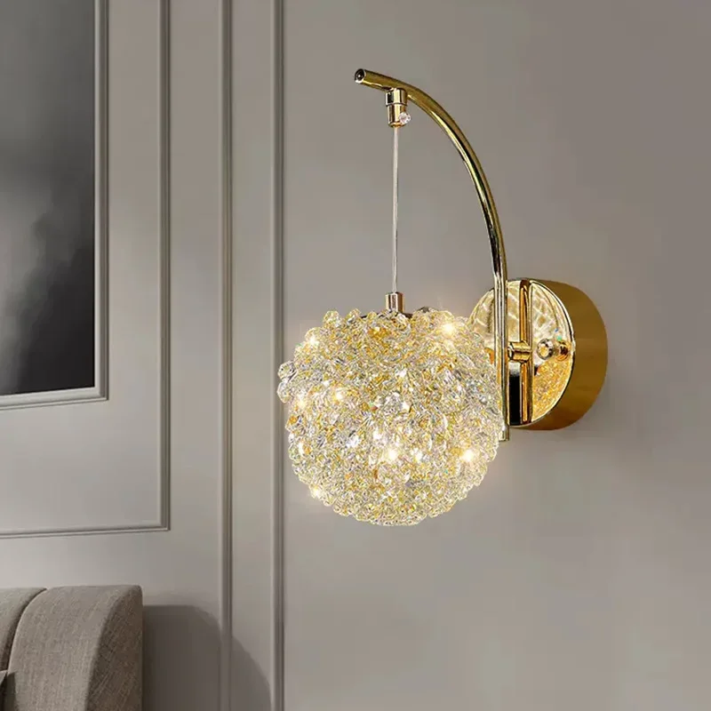

Personality Fancy Aisle Light Wall Lamp Iron New Corridor Entrance Lamp Home Decoration Light Luxury Crystal Chandelier