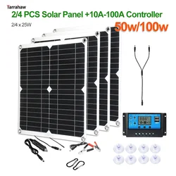 50W 100W System energii słonecznej wytwarzanie energii Panel słoneczny ogniwa fotowoltaiczne 5V USB 18V wyjście DC przenośne ładowanie zestaw płyt fotowoltaicznych