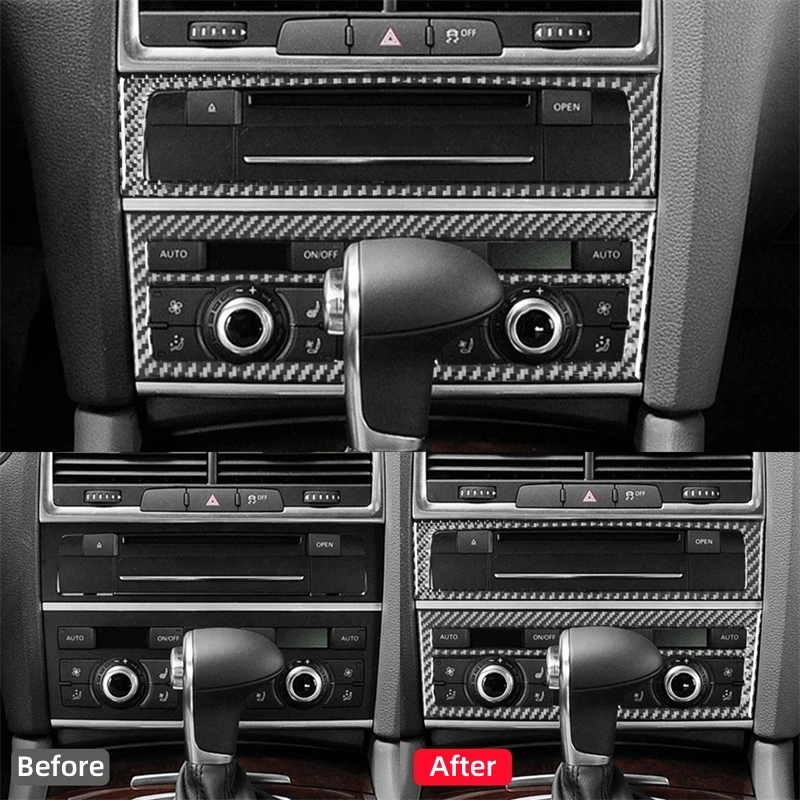 For Audi Q7 2007-2015 Accessories Carbon Fiber Interior Car Central Control Knob Control Panel Decor Sticker Cover Trim Frame