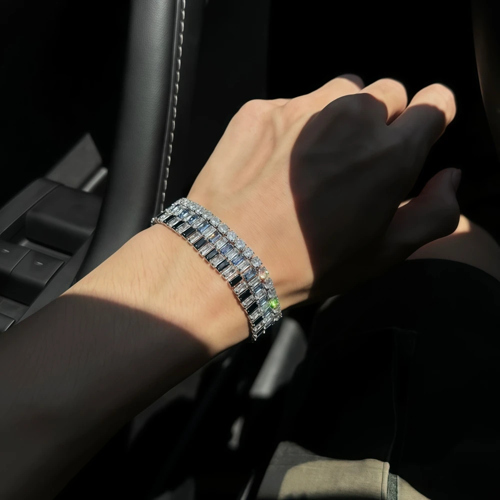 Hip-Hop Luxus Zirkon-Armband für Männer und Frauen Nicht Verblassendes Titan-Stahl Punk Fitness-Armband Paar-Schmuck Valentinstag-Geschenk – Detail 6