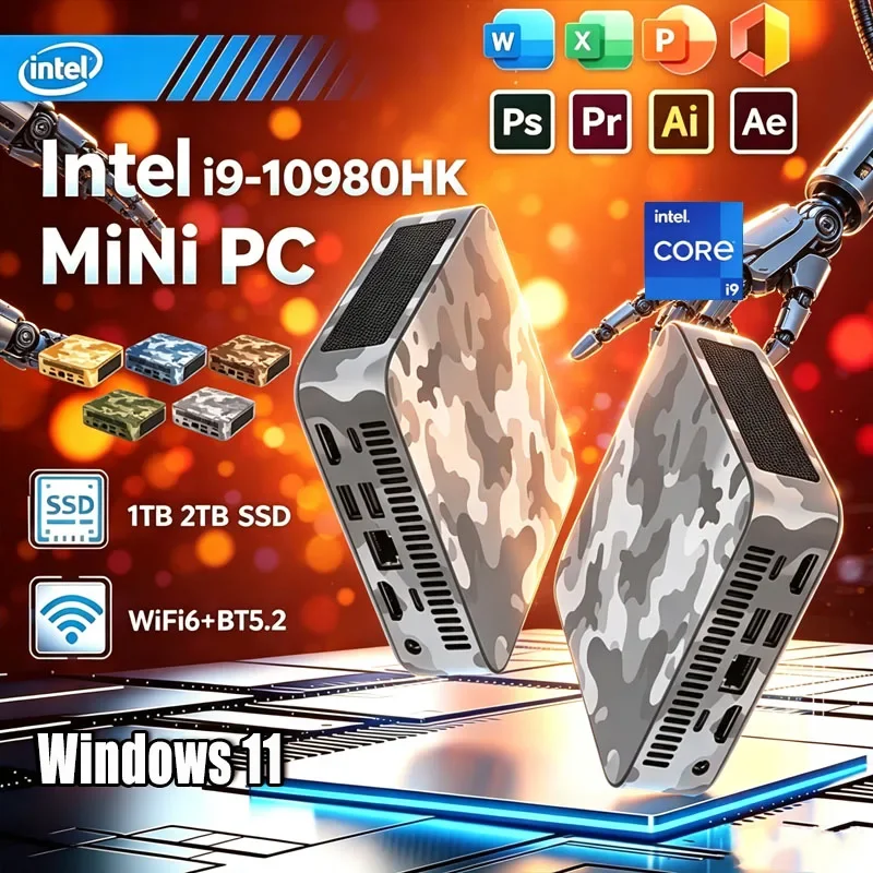 Mini PC Intel Core I9 10980HK Windows 11 Small Pocket Cmputer 16GB RAM 1/2TB SSD WIFI6 BT5.2 4K Desktop PC Gaming Computer