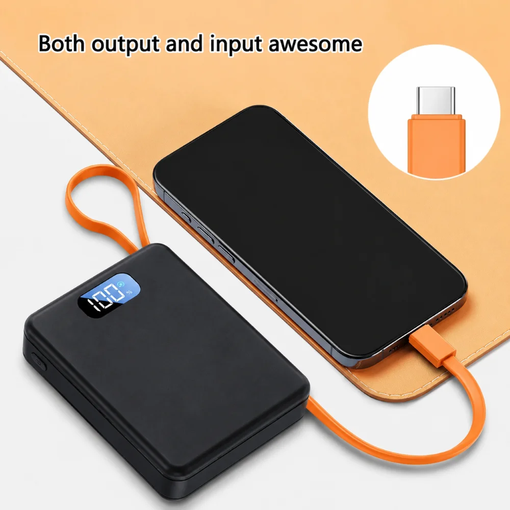 FUNNYSHIELD PD 22.5W Fast Charge Power Bank Case 4*18650 Solderless DIY Battery Box USB Type C QC3.0 Shell With Charging Cable
