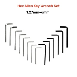 Silver Black Hexagon Hex Allen Key Wrench Set 1.27/1.5/2/2.5/3/4/5/6mm L Type Double-End Screwdriver Home Bicycle Repair Tools