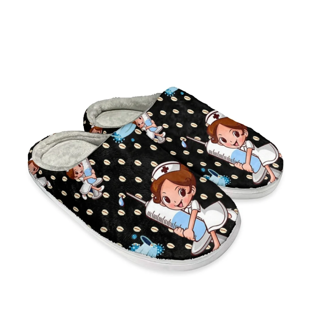 Beliodome Cute Medical Nurse Home Cotton Custon Slippers Mens Womens Sandals Plush Casual Keep Warm Shoes Couple Thermal Slipper