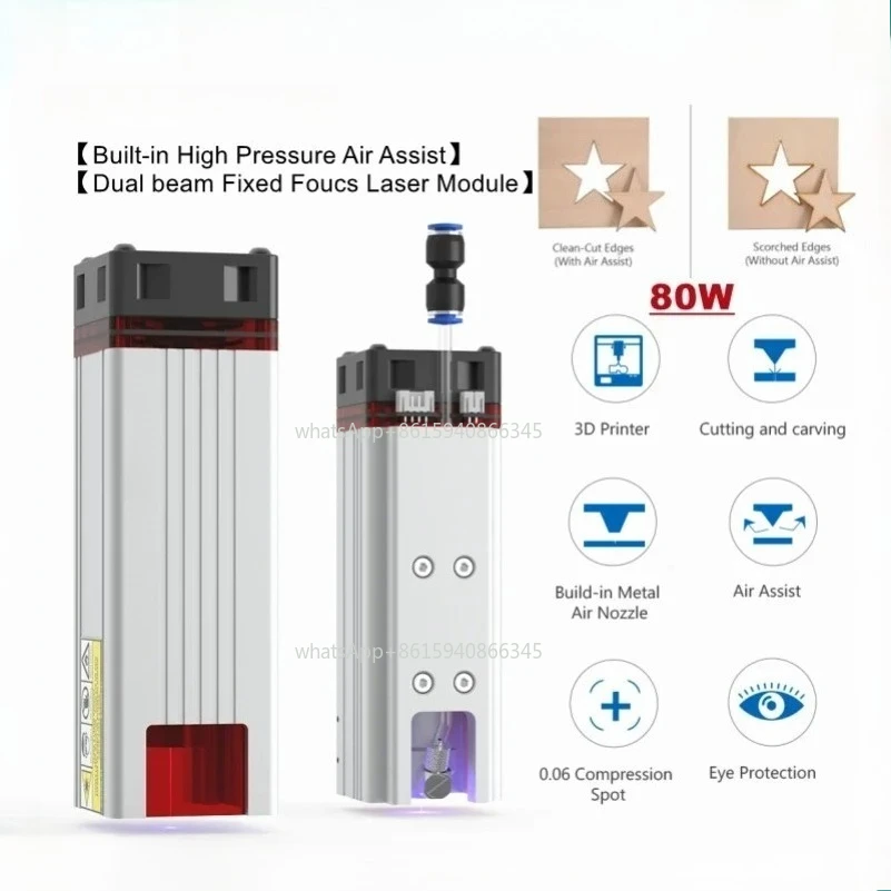 120W Metal Cutting Laser Module Kits 450nm Blue Light  Module for Laser Engraver Wood Cutting Smarter Tool Air Assist