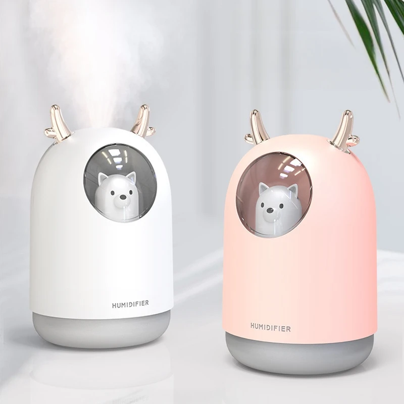 

300ML Cute Bear Air Humidifier Aromatherapy Diffusers Essential Oil Diffuser Household Silent Sprayer with Colorful Night Light