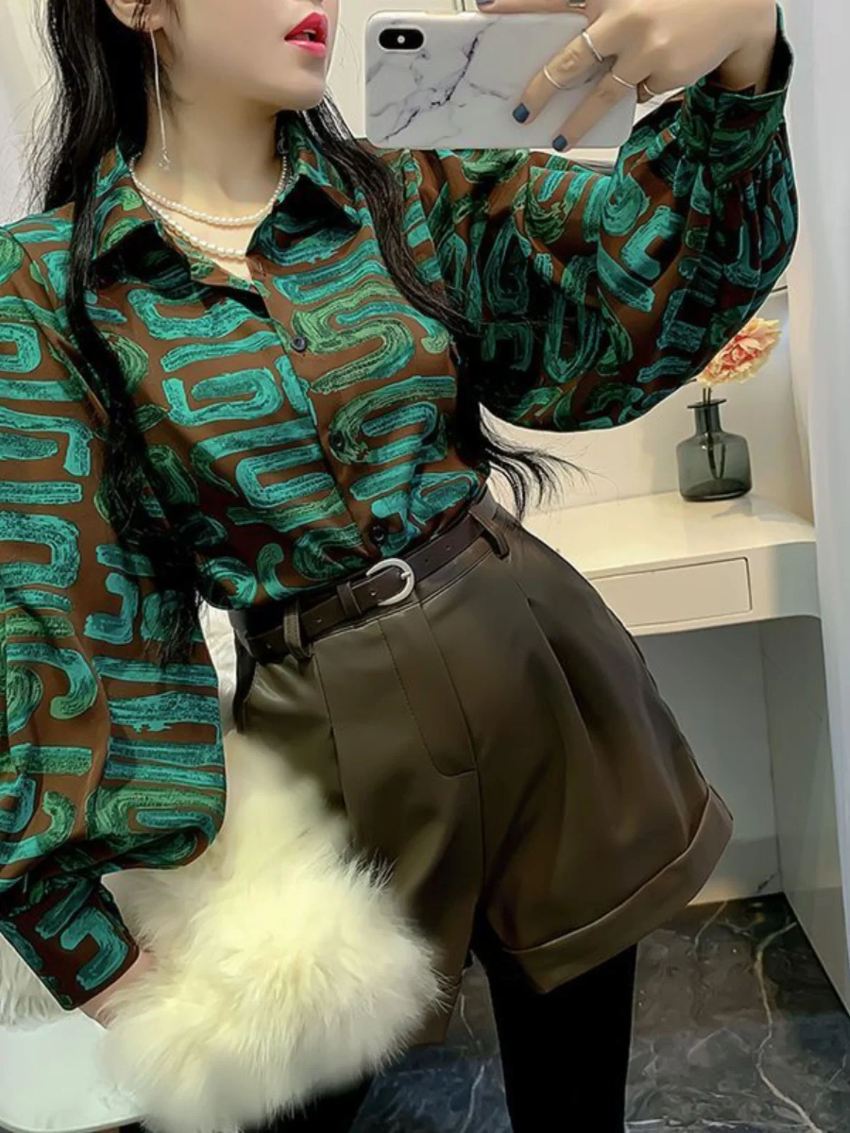 

Ele Lantern Sve een Flower Print Chiffon irt Loose Fit Large Size Women's Faion Spring Summer New Sle Top