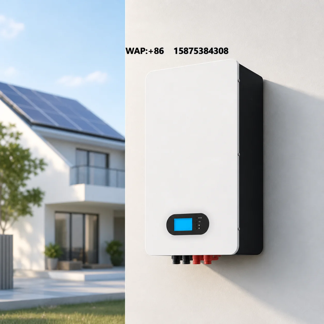 51.2V LiFePO4 Battery Wall Mounted All-In-One Hybrid Grid Energy Storage System IP65 Waterproof Solar SmartDisplay Screen 200Ah