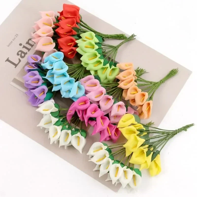 Artificial Foam Calla Lily Bouquet Fake Flowers Wreath Headdress Diy Handmade Materials Home Room Wedding Bridal Flower Decora