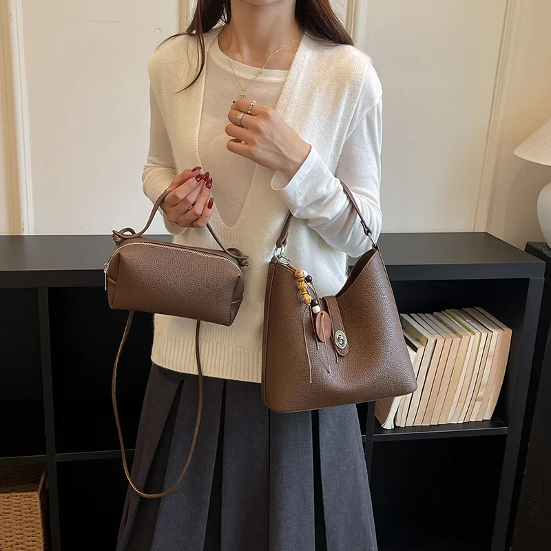Vintage Bucket Composite Handbags for Women Crossbody Bags Designer Shoulder Bag Female Satchel Ladies Big Totes Work Commute view 4