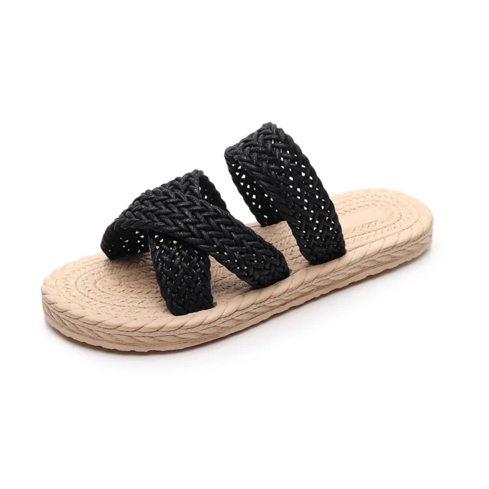 Fashion Holiday Cross Rope Slippers Waterproof Non-Slip Woven Style Sandals Shoes EVA Vacation Beach Slippers Summer