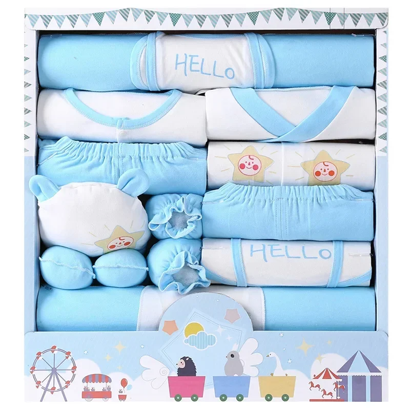 18piece/lot Newborn Baby Clothes For Girls Boys Sets 100% Cotton Infant Spring Autumn Soft Boy Clothing New born Hat Bib