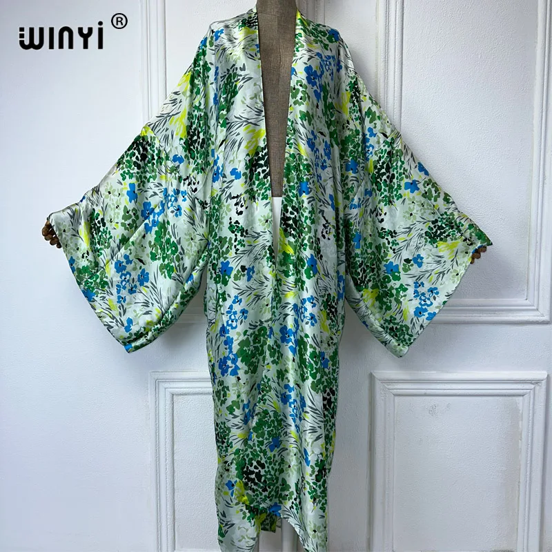 WINYI Women Bohemian Tie-dye print Elegant Casual dress African Cardigans Outerwear For Women Summer Sexy Lady Swimwear Kimonos