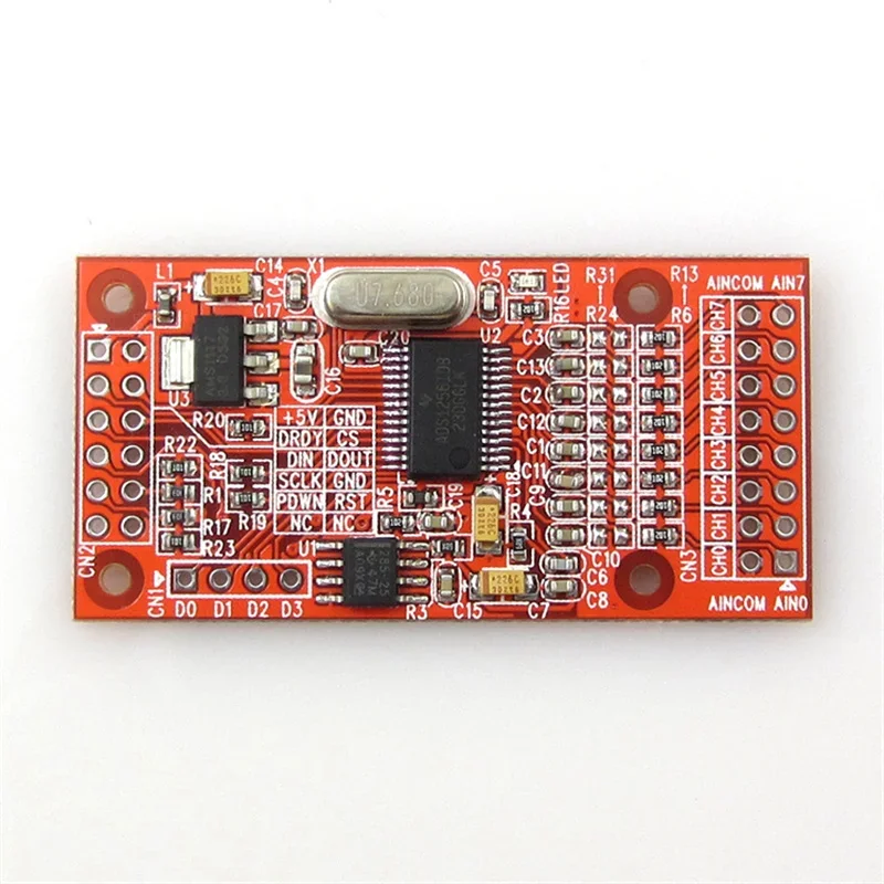 ADS1256 8-Channel ADC Data Acquisition Module, Gain Programmable SPI Interface, Single 5V Power Supply