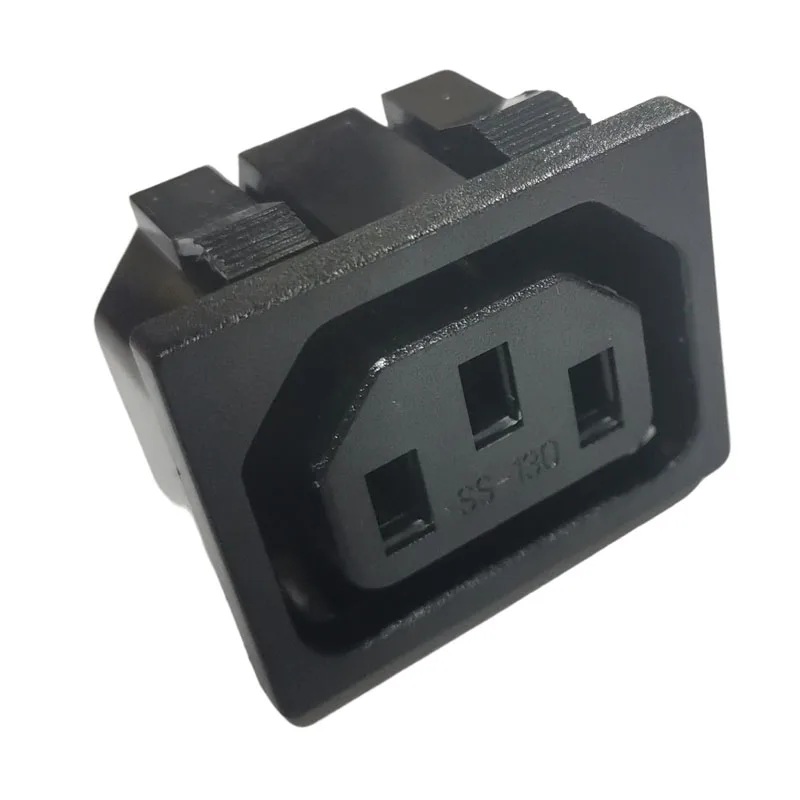 2 шт., черный, 10 А, 250 В, IEC320 C13, женская промышленная розетка, встроенный PDU, шкаф, розетка переменного тока, разъем для крепления на панели, розетка переменного тока