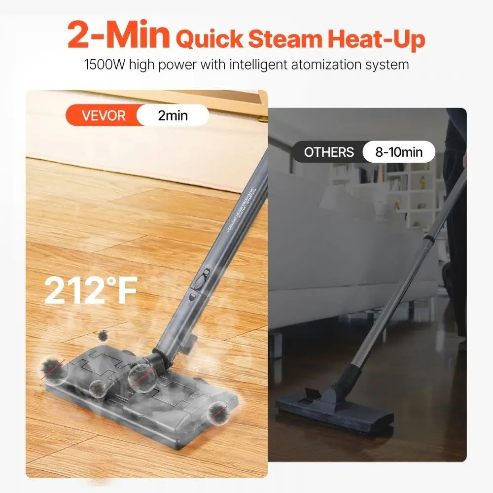 2000W Steam Cleaner Multipurpose 51oz Large Water Tank Heavy Duty Rolling for cleaning Machine for Carpets Floors Windows