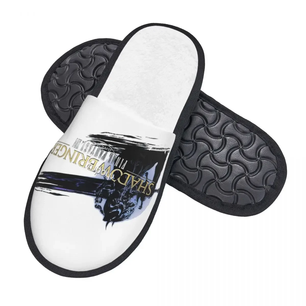 Final Fantasy XIV Shadowbringers Logo For Anti-slip Vintage Furry slippers House Slippers Softness Graphic  Funny Novelty