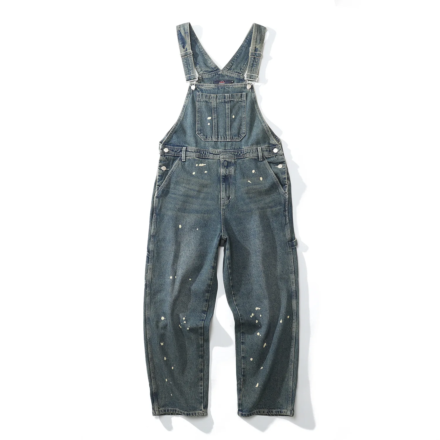 Autumn Mens Jeans Simple Fashionable Bibs Streetwear Jumpsuits Washing Paint Point Suspender Pants Full Length Overalls