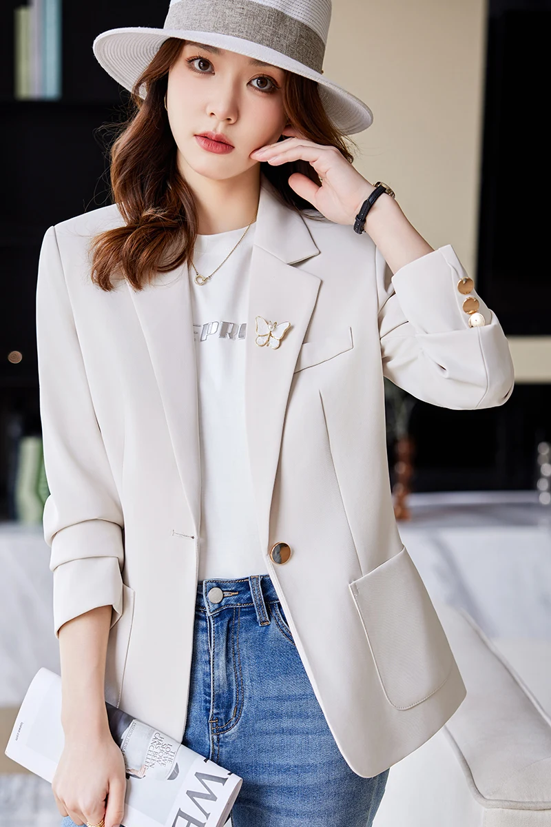 AIyssa fashion womens high-quality slim long-sleeved suit jacket, elegant temperament, 2024 autumn and winter new style