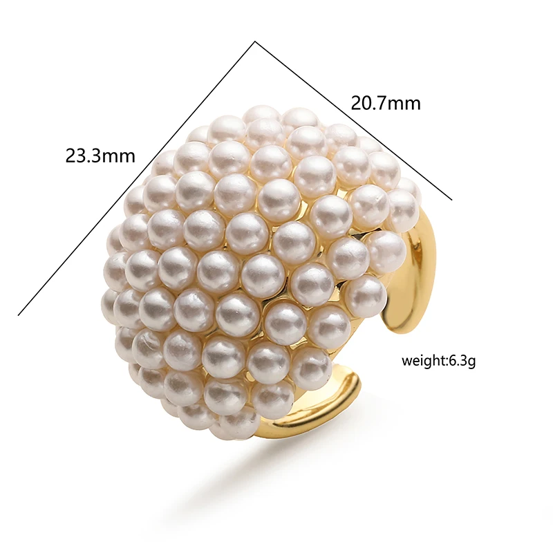 HECHENG,Large faux pearl ring, Star Heart Round Shape Ring for Women Elegant temperament fashion finger ring