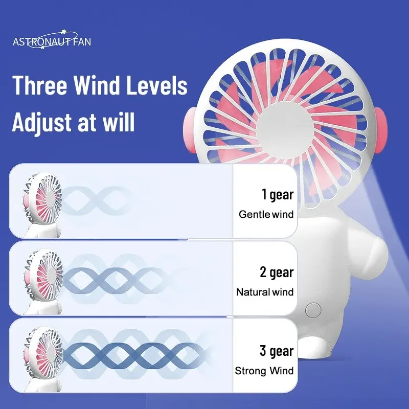 Portable Fan Mini USB Charging Small Fan Portable Pink Blue Astronaut Mini Fan With Charger Summer Gift
