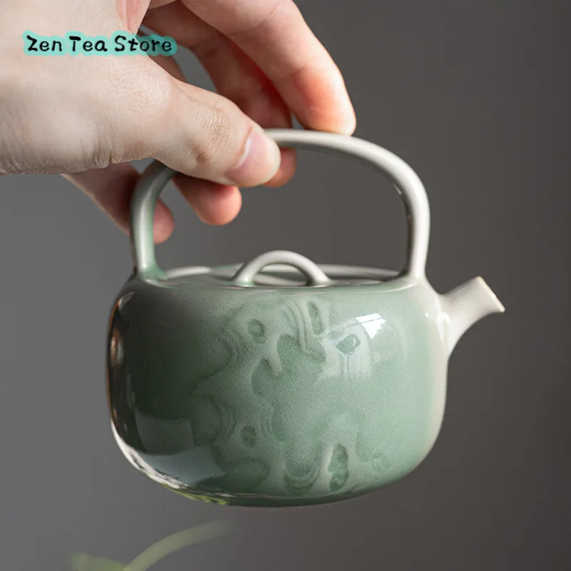 Relief Beam Pot Home Teapot Manual Ceramic Kung Fu Tea Set Large Teapot Taihu Stone Tea Infuser