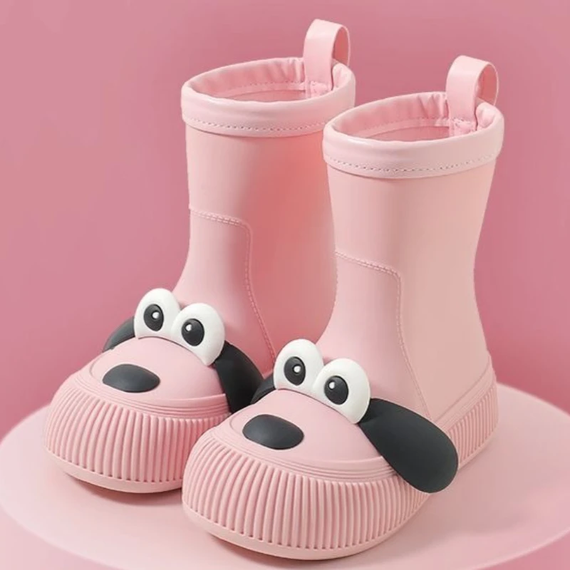 Kids Waterproof Girls Rubber Boots Thick Sole Anti Slip Outdoor Fashion Mid Calf Rain Boots for Children New 2026 Style