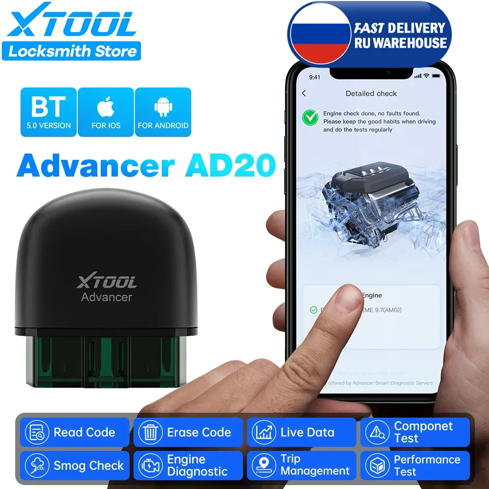 

2023 Newest XTOOL AD20 Advancer OBD2 Code Reader Scanner Car Engine Diagnostic Tools Android /IOS Better than ELM327/AD10 Update