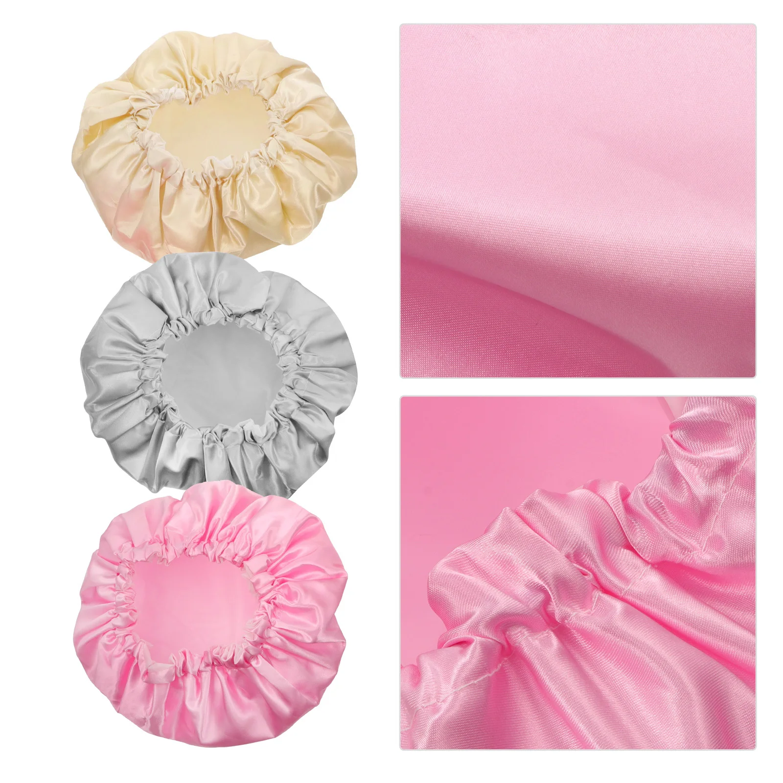 

3Pcs Solid Color Bathing Caps Elastic Waterproof Shower Hat for Women Thicken Design Ideal for Hair Protective Care in Bathing