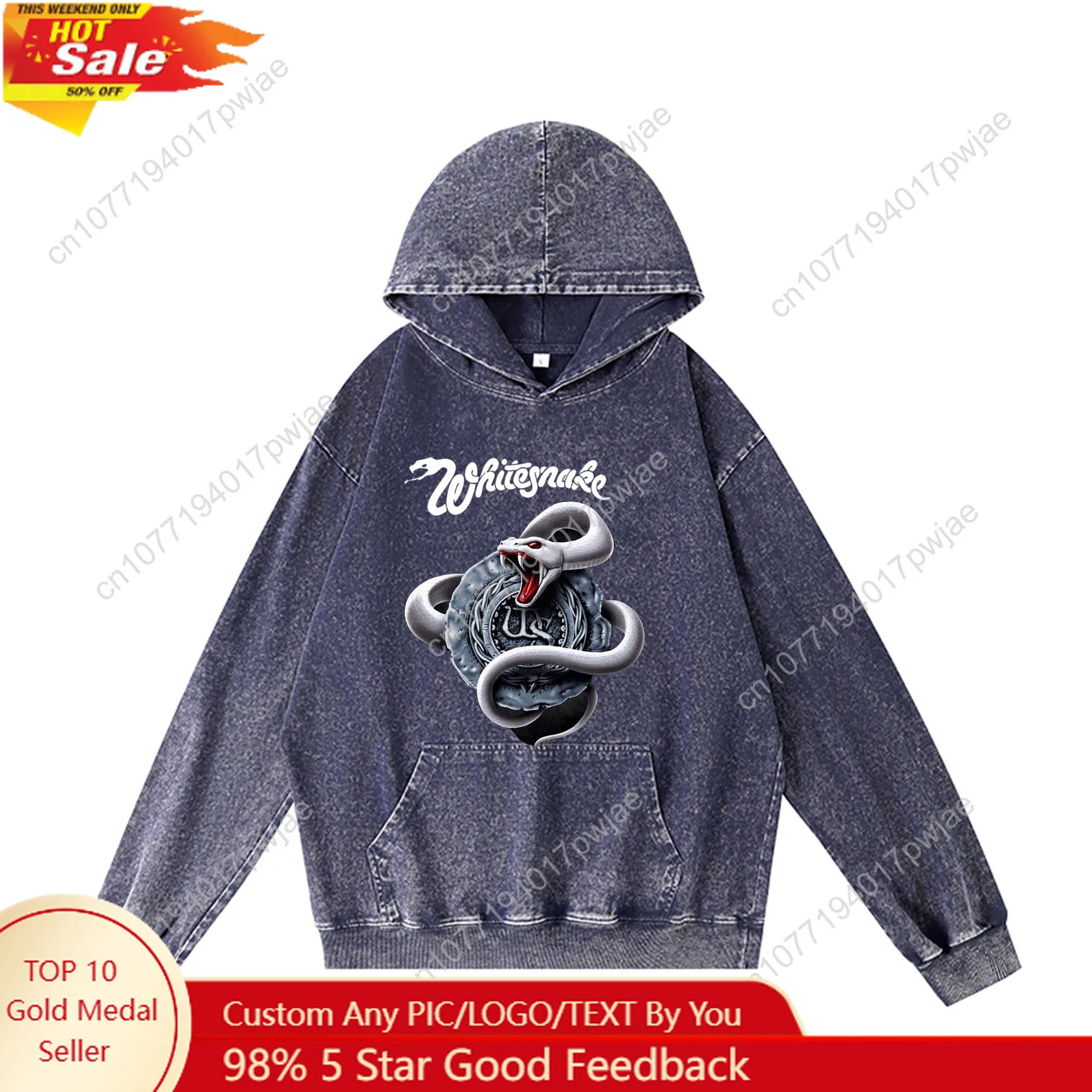 

Whitesnake Rock Band Hoodie Hooded Sweatshirt Men Woman Vintage Pullover Sweatshirt With Pocket Oversized Customized Top