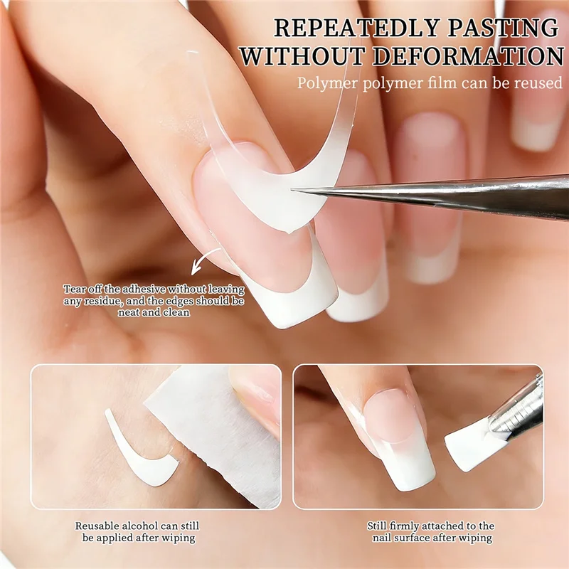 French Manicure Stencil Nail Template Stickers Multi-purpose DIY Nail Art Guides for Rhinestone Placement Professional Manicure