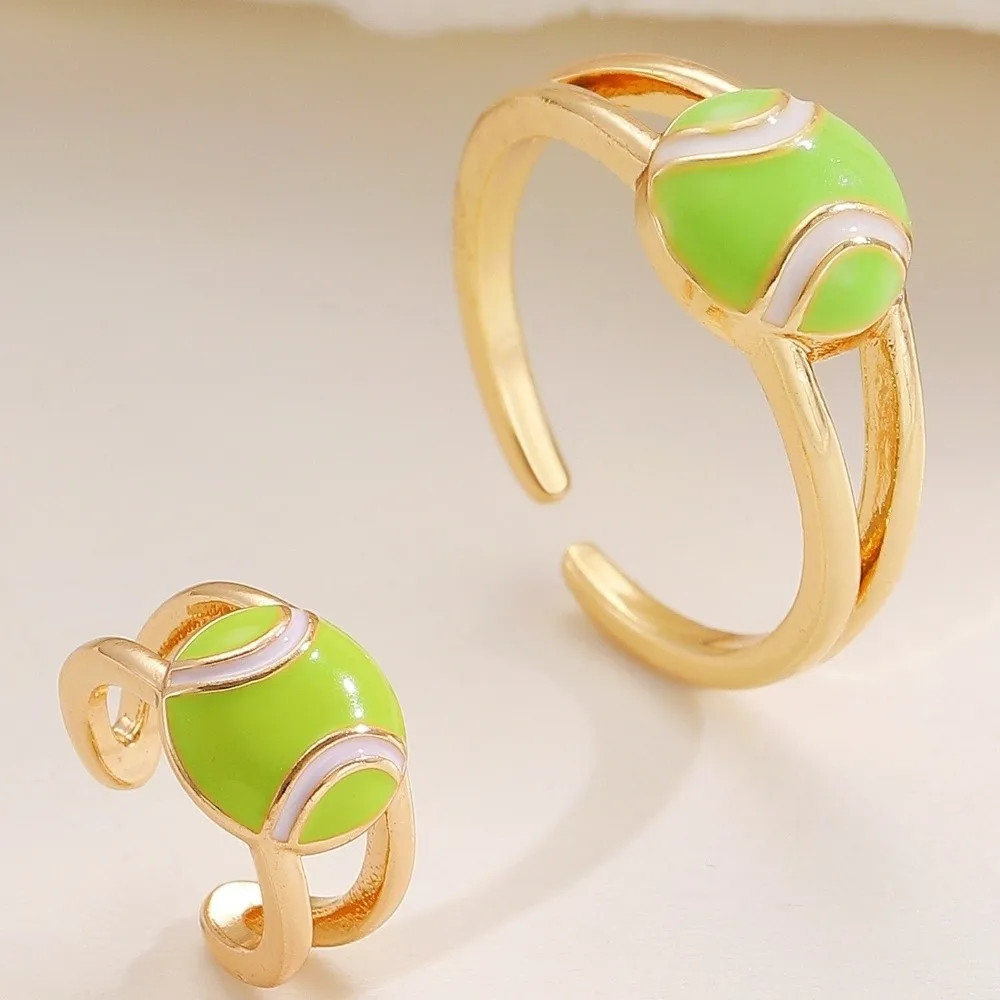 Colourful Adjustable Finger Ring Copper Dopamine Football Ear Clips Basketball Spherical Shape Sports Balls Shaped Open Rings