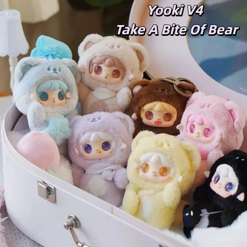 

Yooki V4 Take A Bite Of Bear Series, плюшевая слепая коробка, модная игрушка, сумка, подвеска, милая кукла, брелок, украшение для стола, загадочная коробка, подарки