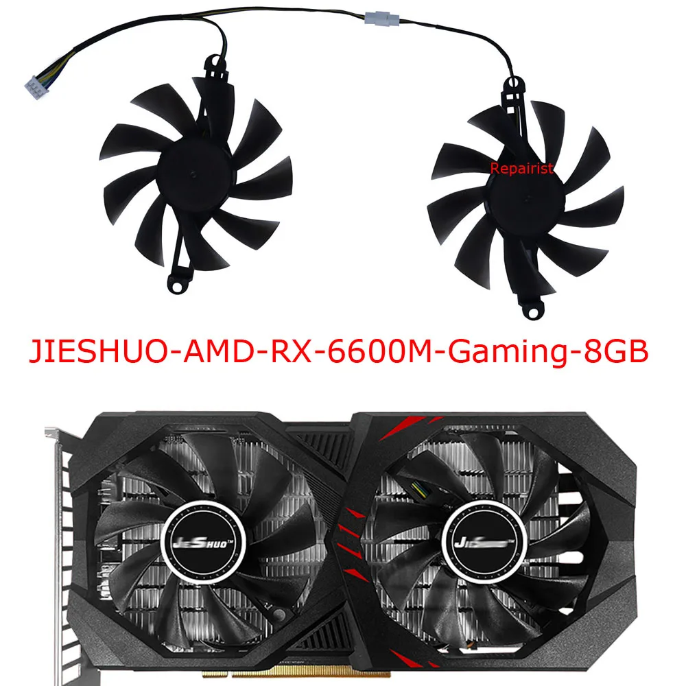 2Pcs/Set,GPU Cooler,Graphics Card Fan,For AMD JIESHUO 51RISC RX 6600M RX6600M,For MLLSE RX 580 8GB Gaming GDDR5