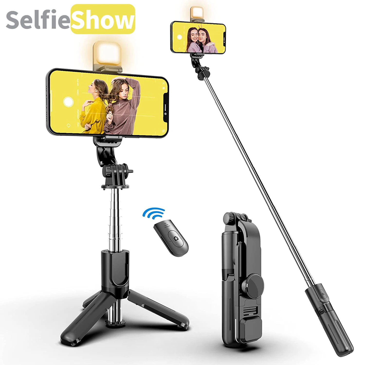 

Selfieshow L11S Mini Fill Light Lamp Multi-function 75cm Wireless Bluetooth Portable Tripod Selfie Stick Desktop Phone Stand