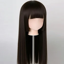 SD BJD doll wig 1/3 1/4 1/6 1/8 black Ji hair three knife bangs Long straight hair high temperature fiber wig Multicolor