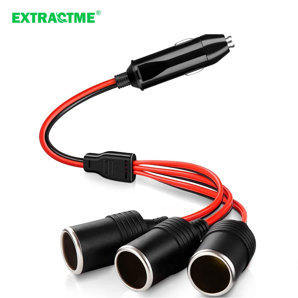 Extractme 15A 1 ถึง 3 รถซ็อกเก็ตไฟแช็กอะแดปเตอร์ Splitter 12/24V Auto Charger 18AWG ซิการ์ไฟแช็กสายไฟต่อ