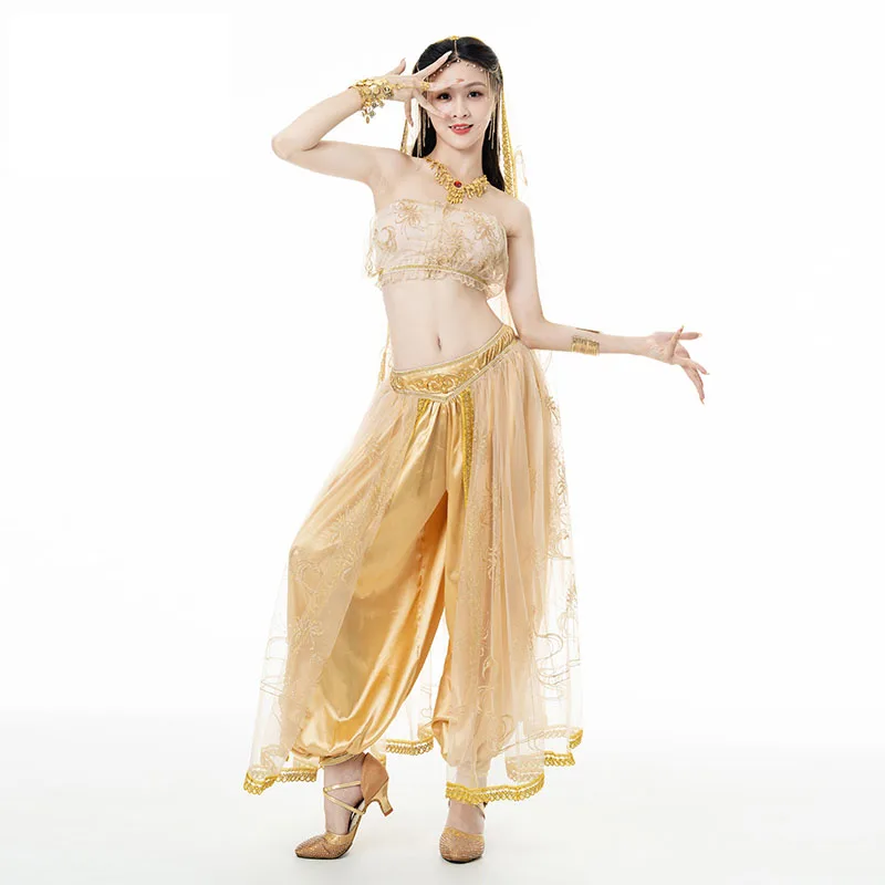 

Dance Halloween Party Performance Stage Belly Dance Pants Top Veils Headwear Festival Arabian Princess Costumes