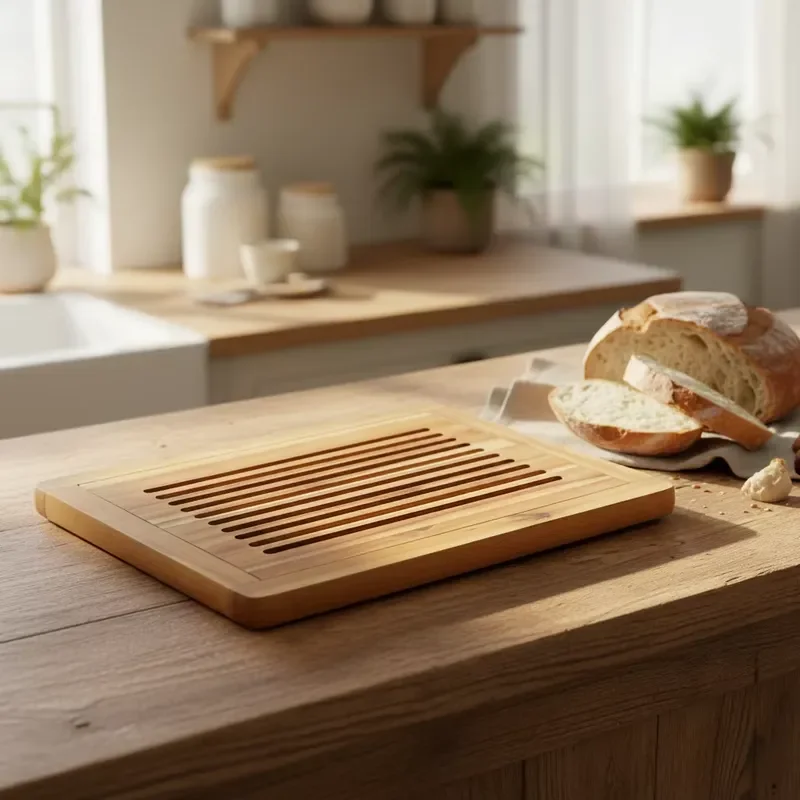 Bread Cutting Board with Removable Cutting Rack